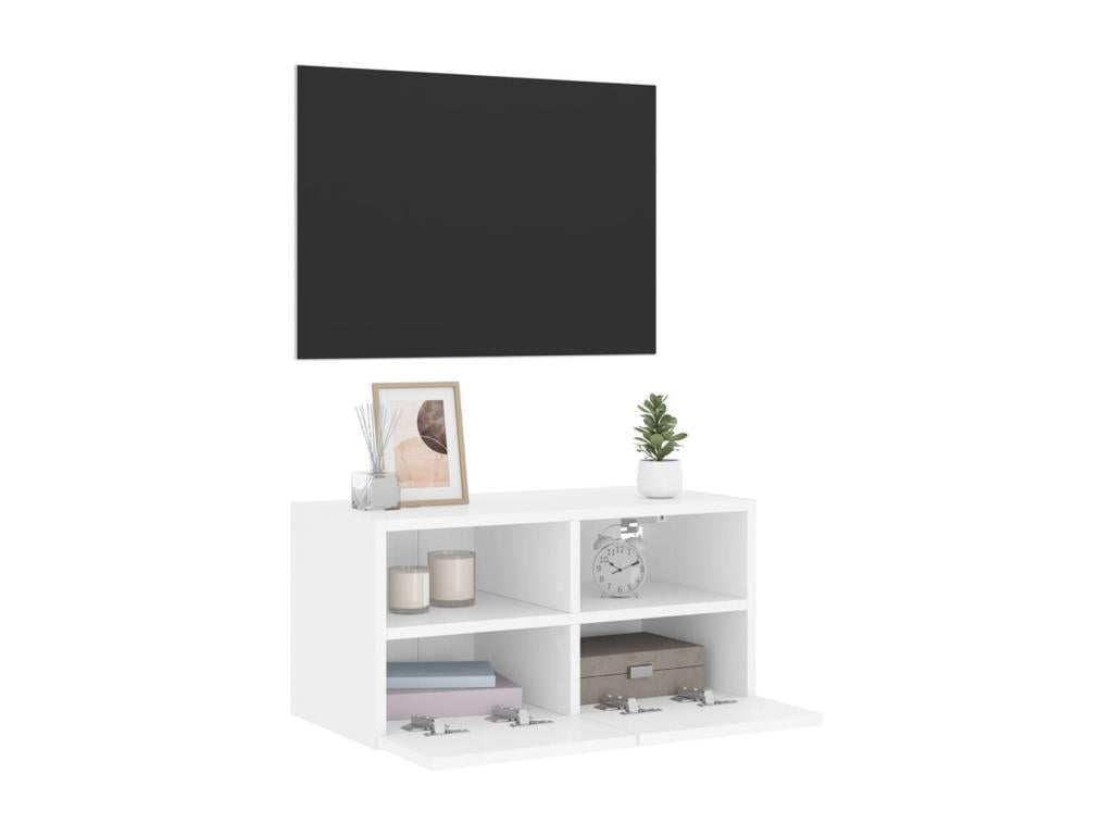 White Engineered Wood TV Stand, 60 x 30 x 30 cm