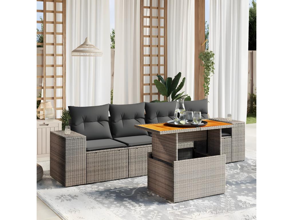 Gray Woven Resin Wicker Outdoor Furniture Set - dlz1766456853718