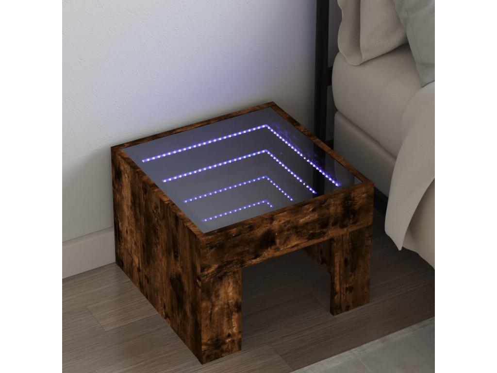 Brown Oak Wood Table, 40 x 40 x 30 cm