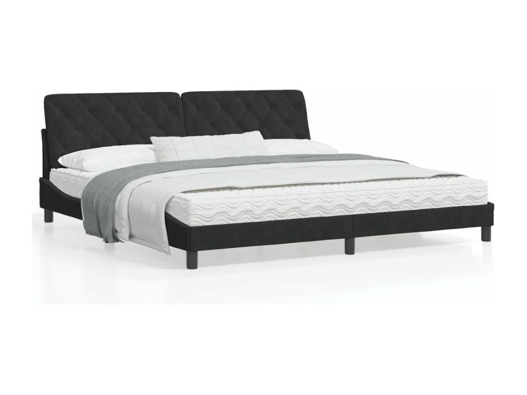 Black Velvet Bed Frame, 200 x 200 cm