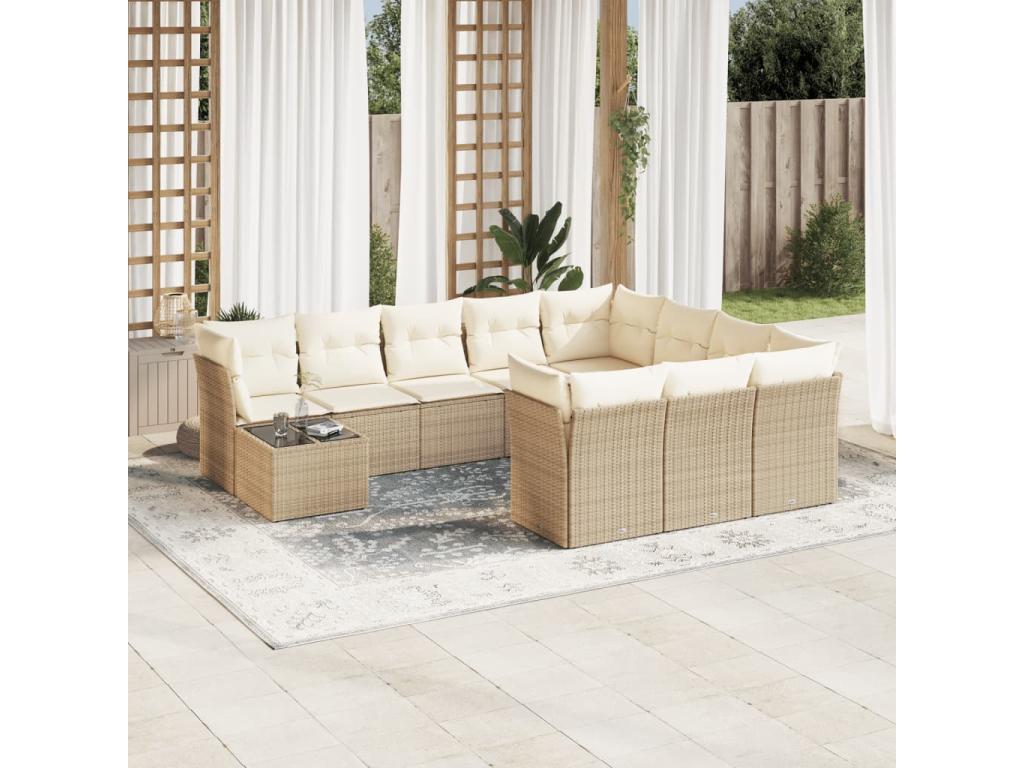 Beige Woven Resin Wicker Outdoor Furniture Set - dlz1766456883296