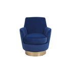 Navy Velvet 29.3 Upholstered Swivel Barrel Chair with Stainless Steel Base