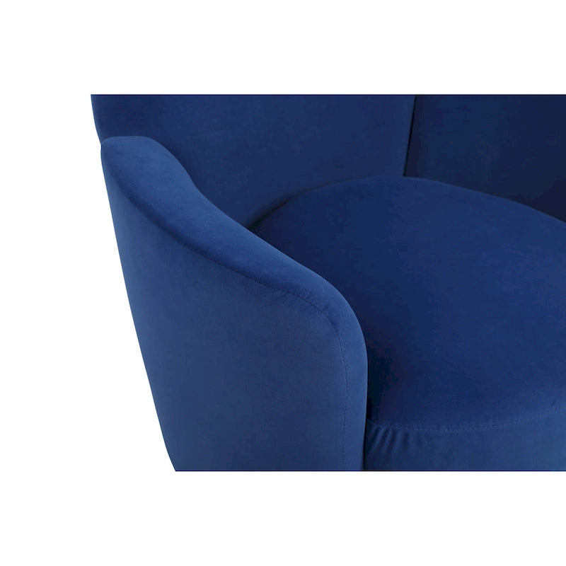 Navy Velvet 29.3 Upholstered Swivel Barrel Chair with Stainless Steel Base