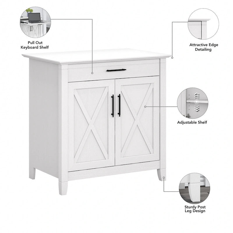 Key West Secretary Desk with Storage Cabinet by Bush Furniture