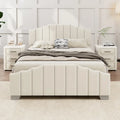 Modern King Size Bedroom Set, with Upholstered Platform Headboard and 2 3-Drawer Nightstands, No Box Spring Needed