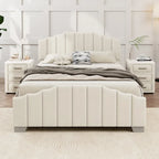 Modern King Size Bedroom Set, with Upholstered Platform Headboard and 2 3-Drawer Nightstands, No Box Spring Needed