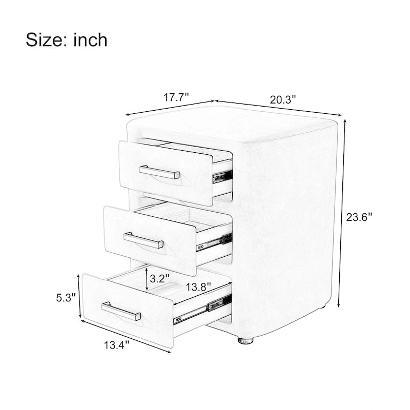 Modern King Size Bedroom Set, with Upholstered Platform Headboard and 2 3-Drawer Nightstands, No Box Spring Needed