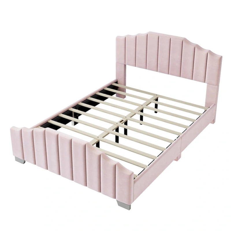 Modern King Size Bedroom Set, with Upholstered Platform Headboard and 2 3-Drawer Nightstands, No Box Spring Needed