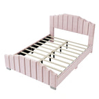 Modern King Size Bedroom Set, with Upholstered Platform Headboard and 2 3-Drawer Nightstands, No Box Spring Needed