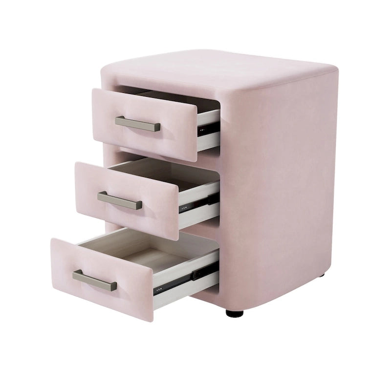 Modern King Size Bedroom Set, with Upholstered Platform Headboard and 2 3-Drawer Nightstands, No Box Spring Needed