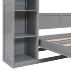 Full Size Murphy Bed Wall Bed with Shelves and LED Lights