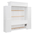 Full Size Murphy Bed Wall Bed with Shelves and LED Lights