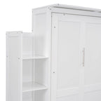 Full Size Murphy Bed Wall Bed with Shelves and LED Lights