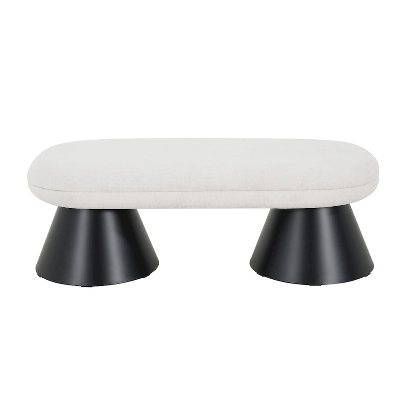 Christopher Knight Home - Nathan Upholstered Dining Bench, 2-Step Assembly Entryway & Bedroom Ottoman with Black Iron Legs