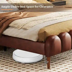 Christopher Knight Home - Leather Upholstered Bed with Headboard & Footboard, Solid Wood Slats & Legs, No Box Spring Needed