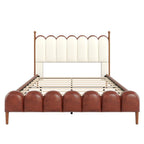 Christopher Knight Home - Leather Upholstered Bed with Headboard & Footboard, Solid Wood Slats & Legs, No Box Spring Needed