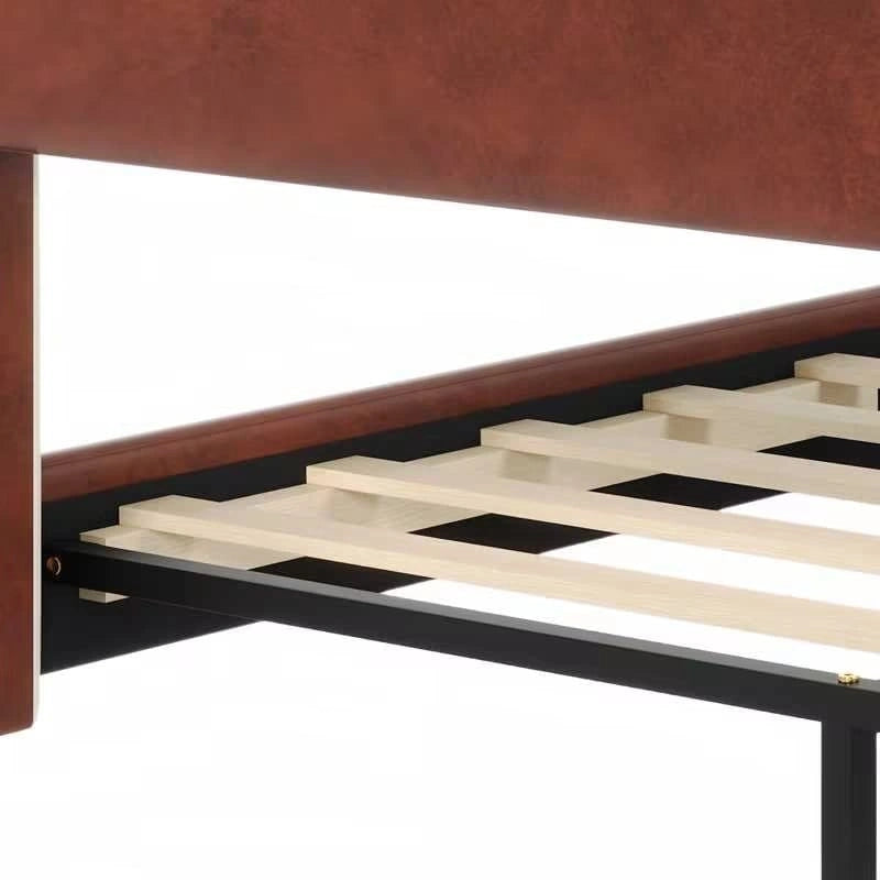 Christopher Knight Home - Leather Upholstered Bed with Headboard & Footboard, Solid Wood Slats & Legs, No Box Spring Needed