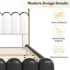 Christopher Knight Home - Leather Upholstered Bed with Headboard & Footboard, Solid Wood Slats & Legs, No Box Spring Needed