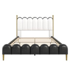 Christopher Knight Home - Leather Upholstered Bed with Headboard & Footboard, Solid Wood Slats & Legs, No Box Spring Needed
