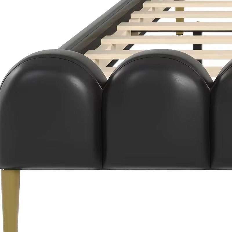 Christopher Knight Home - Leather Upholstered Bed with Headboard & Footboard, Solid Wood Slats & Legs, No Box Spring Needed