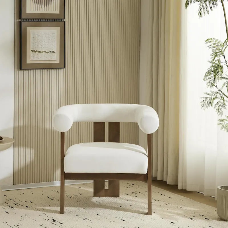 Gilbert Modern Upholstered Round Arm Accent Chair by Christopher Knight Home