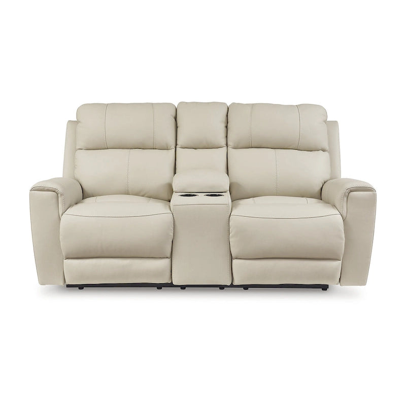 Signature Design by Ashley Dahlmoore Beige Power Reclining Loveseat with Console - 76 W x 42 D x 40 H
