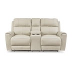 Signature Design by Ashley Dahlmoore Beige Power Reclining Loveseat with Console - 76 W x 42 D x 40 H