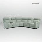 Genuine Leather Power Recliner Sectional Sofa with Ajustable Headrest, USB&USB-C Port
