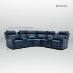 Genuine Leather Power Recliner Sectional Sofa with Ajustable Headrest, USB&USB-C Port