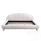 King Size Chenille Upholstered Platform Bed Shell-Shape Design Beds