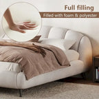 King Size Chenille Upholstered Platform Bed Shell-Shape Design Beds
