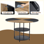 Modern Dining Table Set,Round Table with Storage & Technology Fabric Dining Chairs,Easy to Install