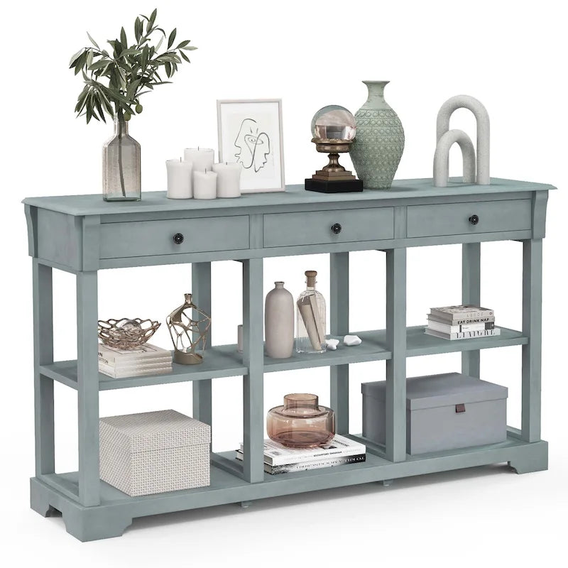 Costway 58 Long Sofa Table with Storage Retro Console Table with 3 - See Details