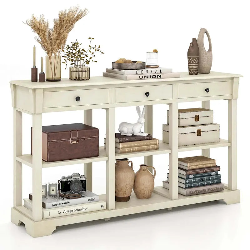 Costway 58 Long Sofa Table with Storage Retro Console Table with 3 - See Details
