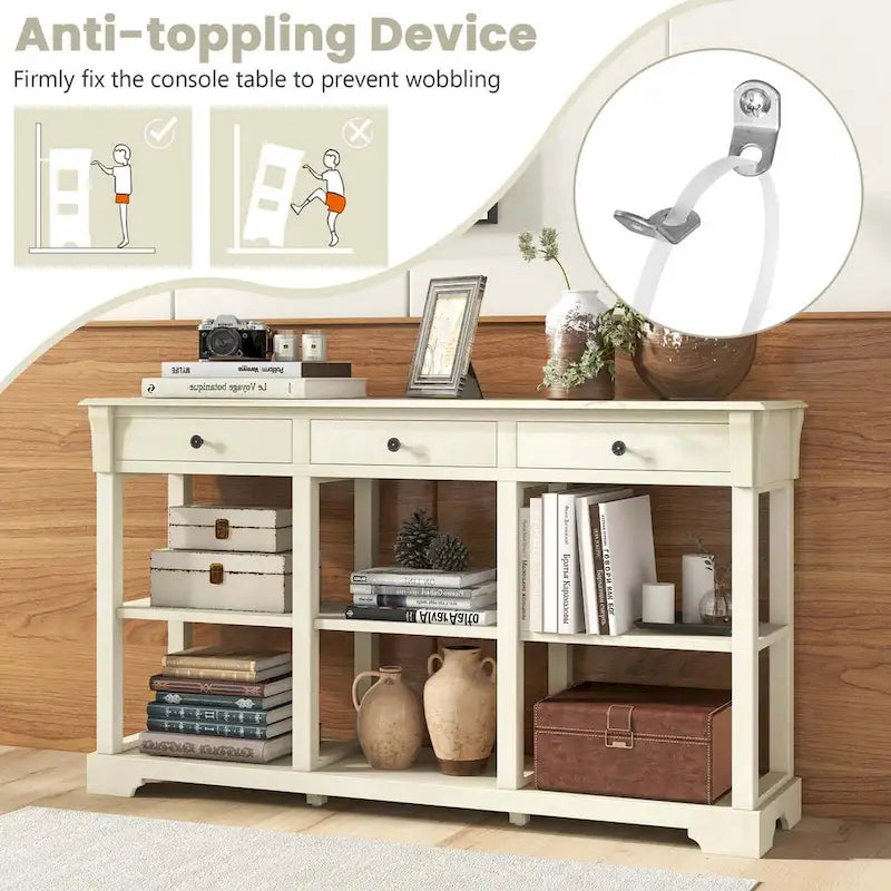 Costway 58 Long Sofa Table with Storage Retro Console Table with 3 - See Details