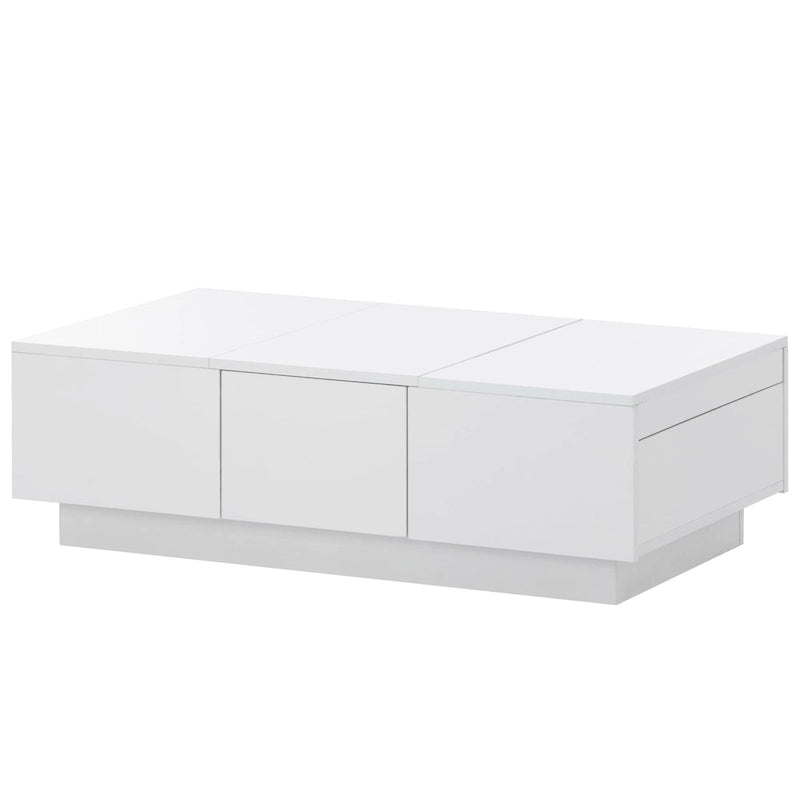Modern Stylish Coffee Table Extendable Coffee Table with 2 Large Storage Compartments 2 Drawers, for Living Room