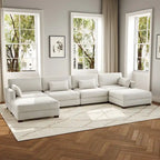 6-Piece U Shaped Couch Modular Sectional Sofa with Ottoman