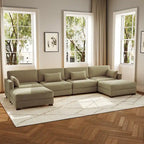 6-Piece U Shaped Couch Modular Sectional Sofa with Ottoman