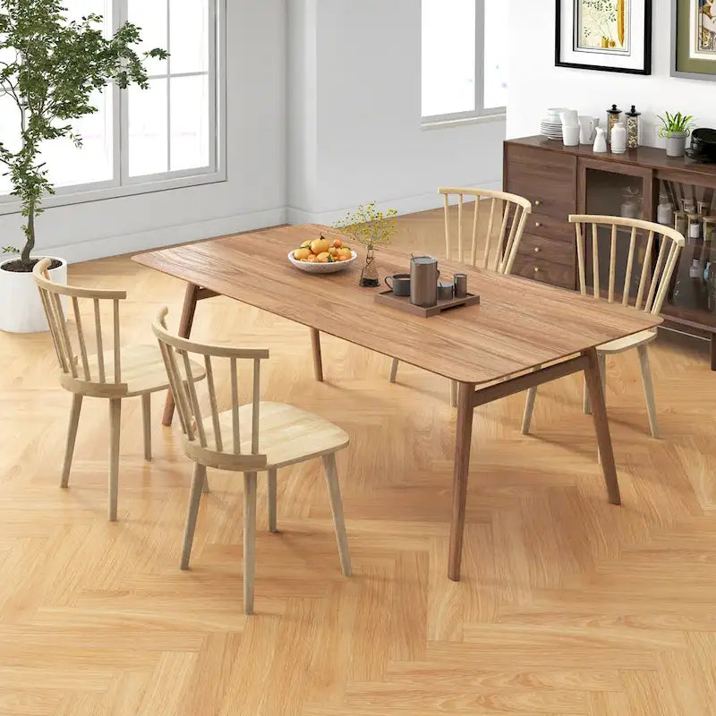 Gymax 4 PCS Dining Chair Windsor High Spindle Back Wood Kitchen Chairs