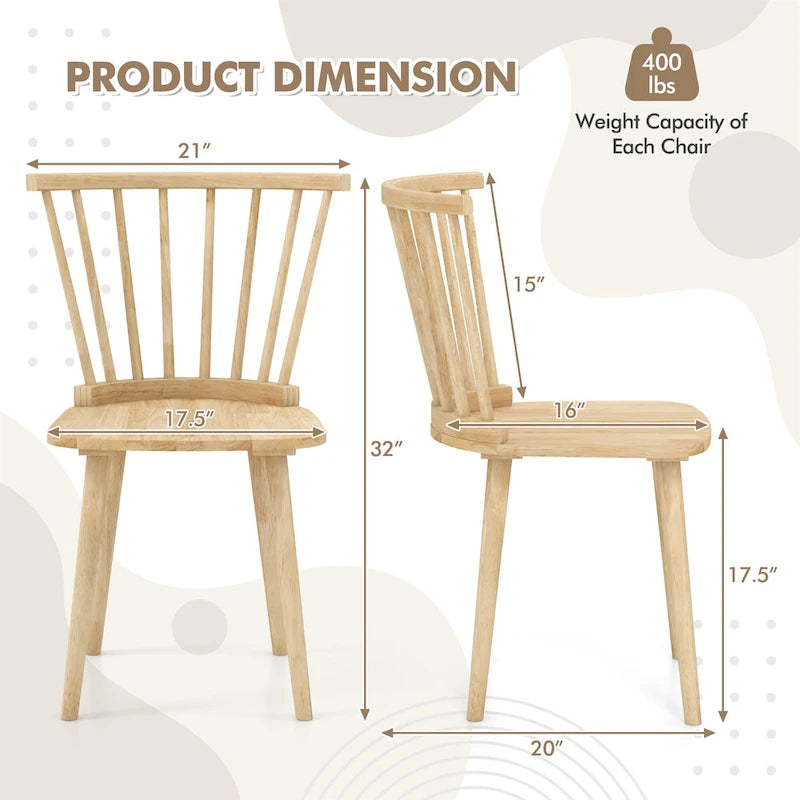Gymax 4 PCS Dining Chair Windsor High Spindle Back Wood Kitchen Chairs