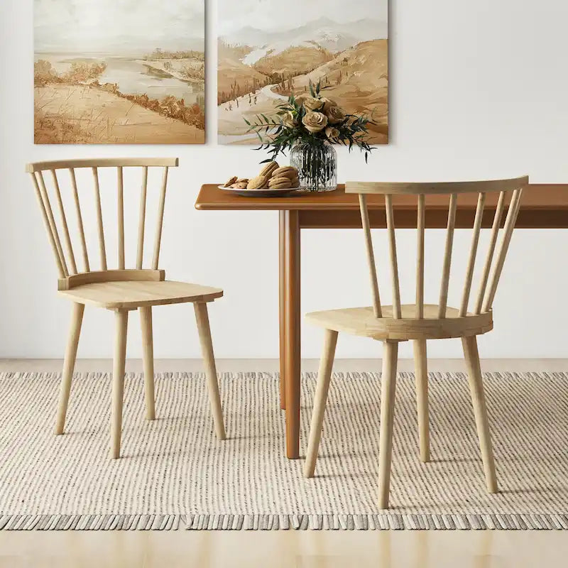 Gymax 4 PCS Dining Chair Windsor High Spindle Back Wood Kitchen Chairs