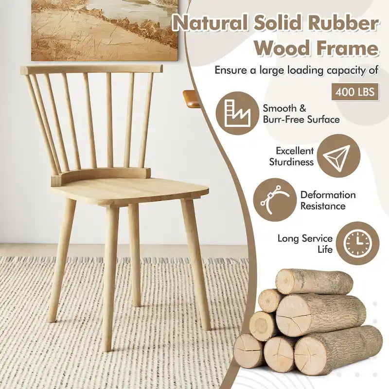 Gymax 4 PCS Dining Chair Windsor High Spindle Back Wood Kitchen Chairs