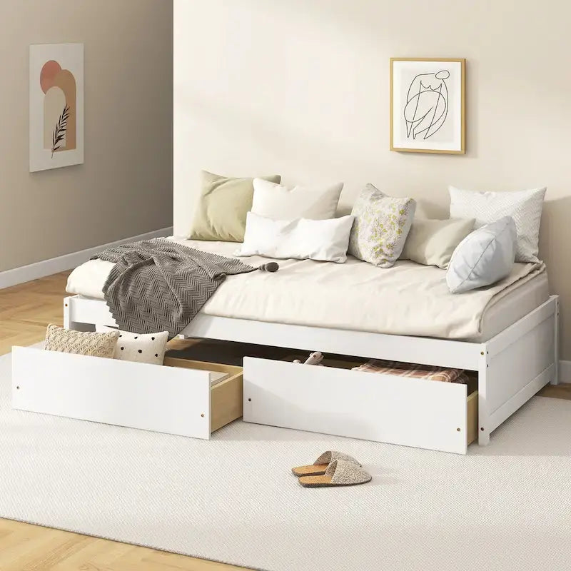 Gymax Twin Size Captain Bed w/ 2 Drawers Slats Support Twin Daybed