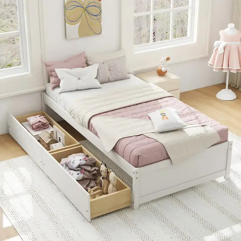 Gymax Twin Size Captain Bed w/ 2 Drawers Slats Support Twin Daybed