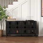 Hollow-Carved Accent Cabinet Sideboard Buffet Cabinet, 60.5 Entrance Storage Cabinet Media Console Table with 4 Doors