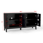 Hollow-Carved Accent Cabinet Sideboard Buffet Cabinet, 60.5 Entrance Storage Cabinet Media Console Table with 4 Doors