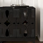 Hollow-Carved Accent Cabinet Sideboard Buffet Cabinet, 60.5 Entrance Storage Cabinet Media Console Table with 4 Doors