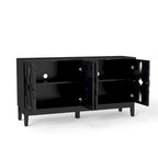 Hollow-Carved Accent Cabinet Sideboard Buffet Cabinet, 60.5 Entrance Storage Cabinet Media Console Table with 4 Doors