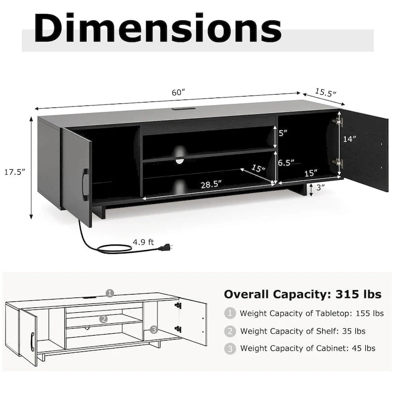 Costway TV Stand for 70 TVs Modern Entertain Center with Power Outlet - See Details