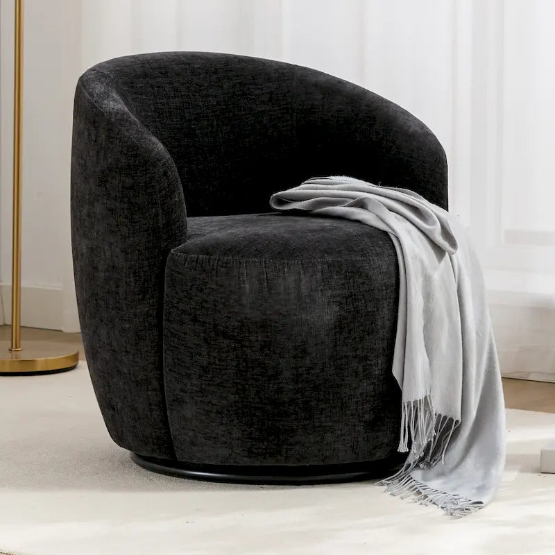 25.6 Swivel Barrel Chair with Black Coating